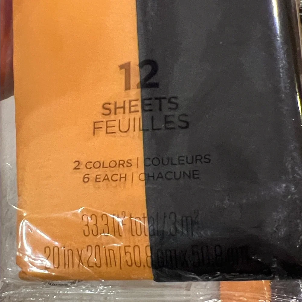 22 packages of Tissue Paper total 264 sheets black, and orange